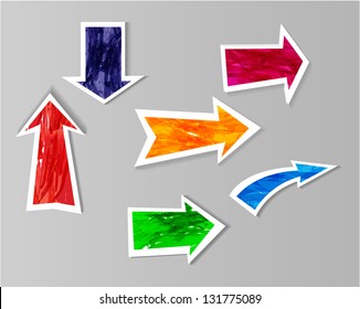 Grunge paper-cut arrows for your design. Vector illustration