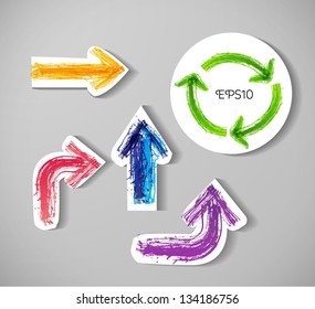 Grunge paper-cut arrows for your design. Vector illustration