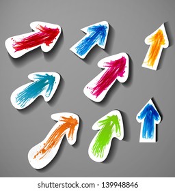 Grunge paper-cut arrows for your design. Realistic shadows. Vector illustration