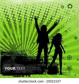 Grunge Party peoples, audience cheering success vector background