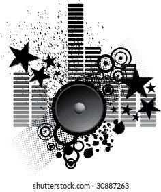 Grunge Party Speaker with white background