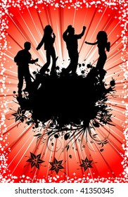Grunge Party Template with silhouette, element for design, vector illustration
