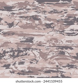 Grunge pastel light beige camouflage, modern fashion design. Camo made brush strokes hand draws pattern. Fashionable Wallpaper or fabric print. Vector seamless texture. 
