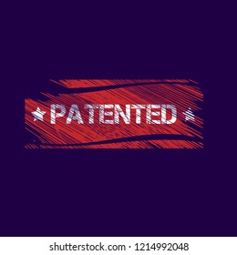 Grunge patented emblem, label, badge, logo. grunge stamp