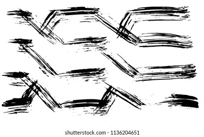 Grunge pattern. Abstract dry brush strokes background. Black and white hand drawn crankle texture. Vector illustration.