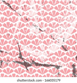 grunge pattern background, hearts, flower, pink