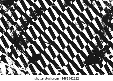 Grunge pattern with geometric shapes. Horizontal black and white backdrop.