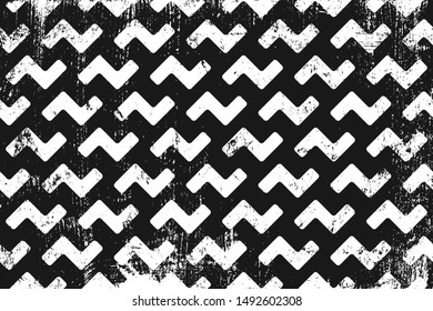 Grunge pattern with geometric shapes. Horizontal black and white backdrop.