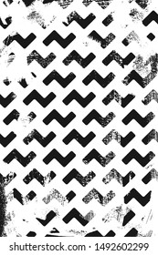 Grunge pattern with geometric shapes. Vertical black and white backdrop.