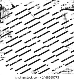 Grunge pattern with geometric stripes. Square black and white backdrop.