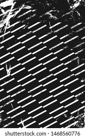 Grunge pattern with geometric stripes. Vertical black and white backdrop.