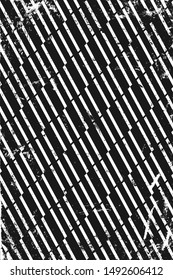 Grunge pattern with geometric stripes. Vertical black and white backdrop.