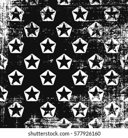 Grunge pattern with pentagon stars