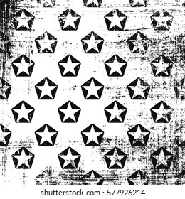 Grunge pattern with pentagon stars