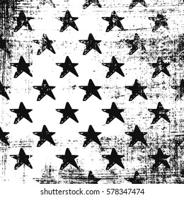 Grunge pattern with pentagon stars