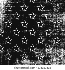 Grunge pattern with pentagon stars