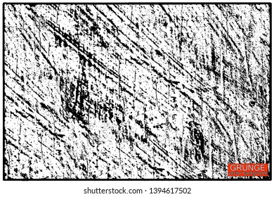 Grunge pattern of scratches, chips, scuffs. Strokes, dry brush on paper. Black and white old faded texture. Monochrome vintage background. Dirty in stains and dust surface