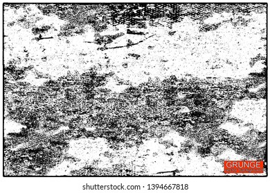Grunge pattern of scratches, chips, scuffs. Strokes, dry brush on paper. Black and white old faded texture. Monochrome vintage background. Dirty in stains and dust surface