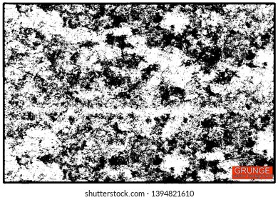 Grunge pattern of scratches, chips, scuffs. Strokes, dry brush on paper. Black and white old faded texture. Monochrome vintage background. Dirty in stains and dust surface