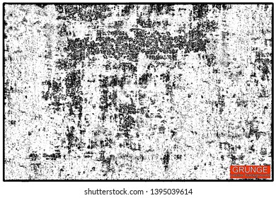 Grunge pattern of scratches, chips, scuffs. Strokes, dry brush on paper. Black and white old faded texture. Monochrome vintage background. Dirty in stains and dust surface