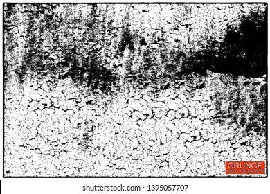 Grunge pattern of scratches, chips, scuffs. Strokes, dry brush on paper. Black and white old faded texture. Monochrome vintage background. Dirty in stains and dust surface