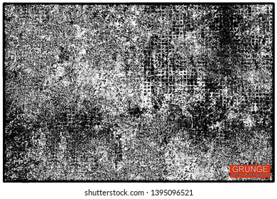 Grunge pattern of scratches, chips, scuffs. Strokes, dry brush on paper. Black and white old faded texture. Monochrome vintage background. Dirty in stains and dust surface