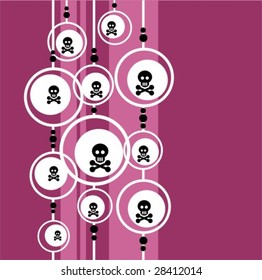 Grunge pattern with skulls and bones on a dark background.