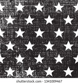Grunge pattern with stars. Black and white stars background.