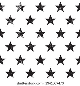 Grunge pattern with stars. Black and white stars background.