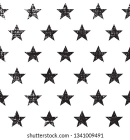 Grunge pattern with stars. Black and white stars background.