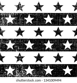 Grunge pattern with stars. Black and white stars background.