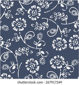  Grunge pattern with white flower