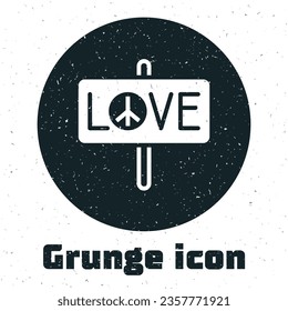 Grunge Peace icon isolated on white background. Hippie symbol of peace. Monochrome vintage drawing. Vector