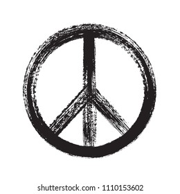 Grunge peace sign.Vector dirty peace symbol.