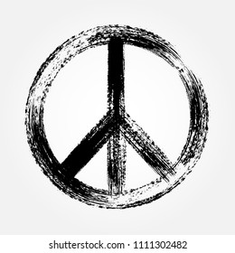 Grunge peace sign.Vector dirty peace symbol.