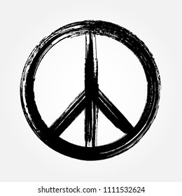 Grunge peace sign.Vector dirty peace symbol.