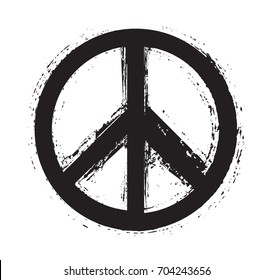 Grunge peace sign.Vector dirty peace symbol.