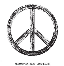 Grunge peace sign.Vector dirty peace symbol.