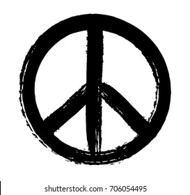 Grunge peace sign.Vector dirty peace symbol.