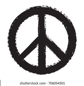 Grunge peace sign.Vector dirty peace symbol.