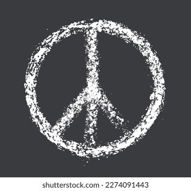 Grunge peace sign.Vector white peace symbol.