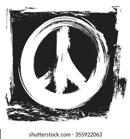 grunge peace symbol, vector design element