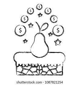 grunge pear with graphic coins and stars videogame scene