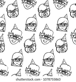 grunge people head with party hat and mask background