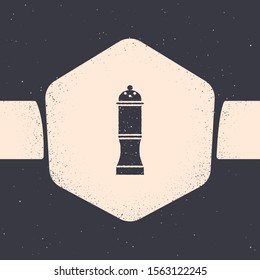 Grunge Pepper icon isolated on grey background. Cooking spices. Monochrome vintage drawing. Vector Illustration
