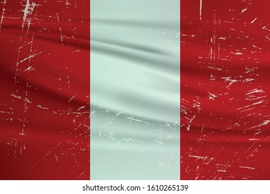 Grunge Peru flag. Peru flag with waving grunge texture. Vector background.