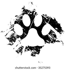 Grunge pet or cat paw print.  Can be used as a background or as a minor design element.