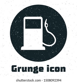 Grunge Petrol or Gas station icon isolated on white background. Car fuel symbol. Gasoline pump.  Vector Illustration