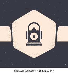 Grunge Petrol or Gas station icon isolated on grey background. Car fuel symbol. Gasoline pump. Monochrome vintage drawing. Vector Illustration