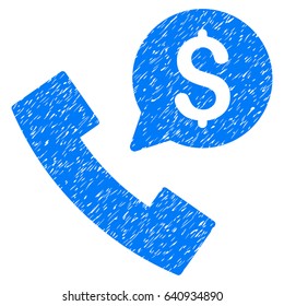 Grunge Phone Order icon with grunge design and dust texture. Unclean vector blue pictogram for rubber seal stamp imitations and watermarks. Draft emblem symbol.